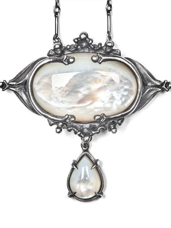 Blood Milk Jewelry - Bloodmilk eye of the Pythia Sterling Silver Mother-of-Pearl Pendant Necklace